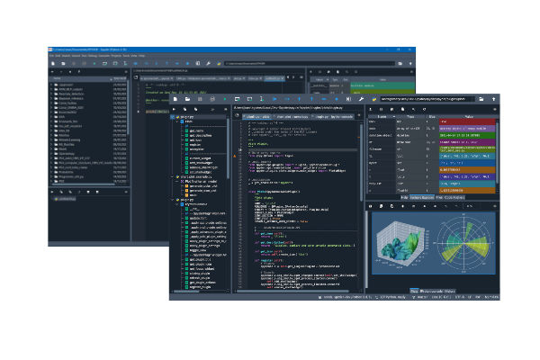 deux captures d'écran de l'ide pour python spyder